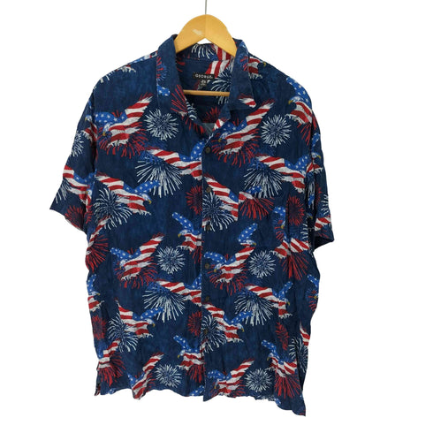 ジョージ GEORGE 星条旗 イーグル オープンカラーシャツ メンズ import:XL